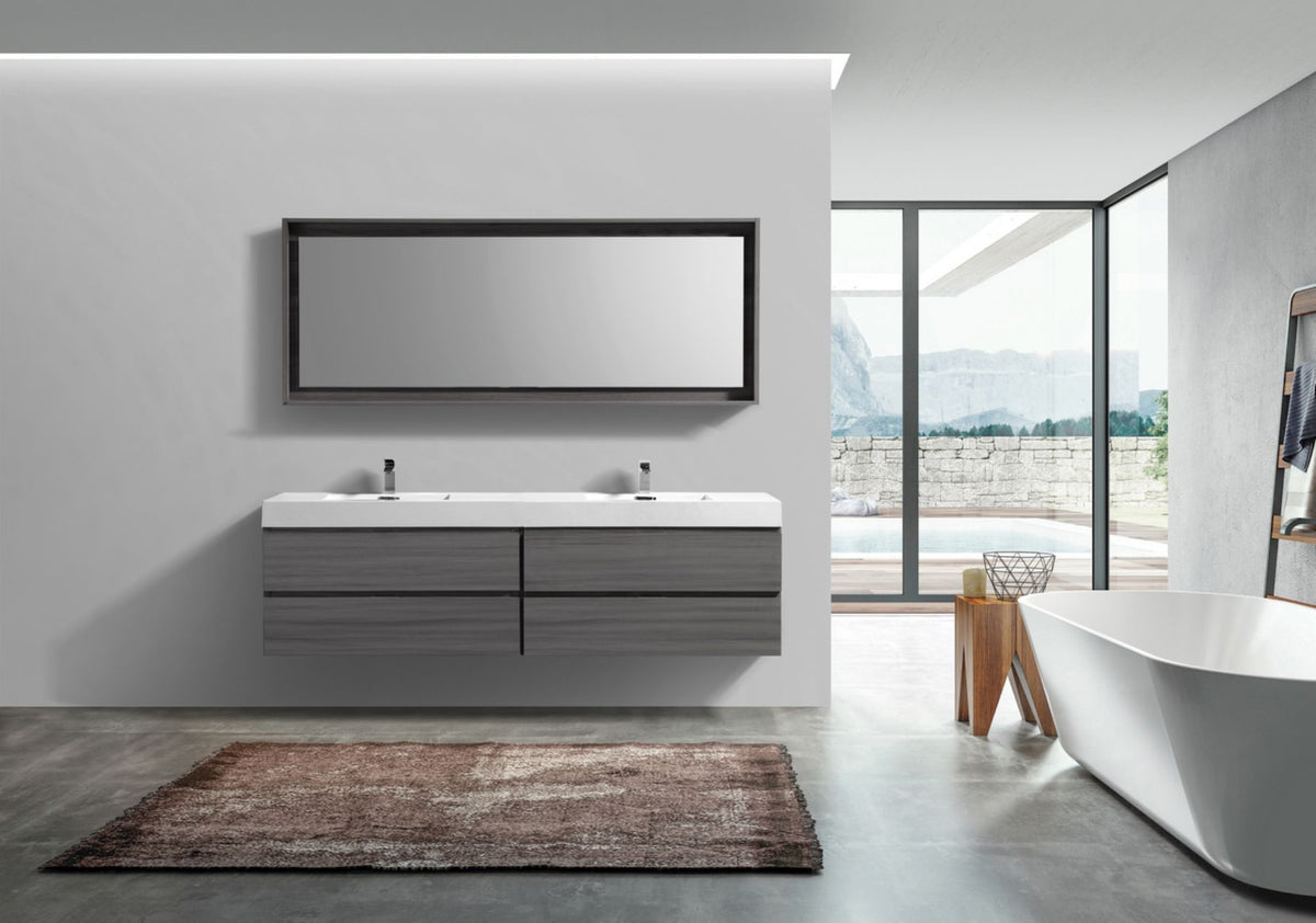Kube Bath Bliss 80" Double Sink Wall Mount Modern Bathroom Vanity - Vulcan Ash Grey (BSL80D-VAG) view 4