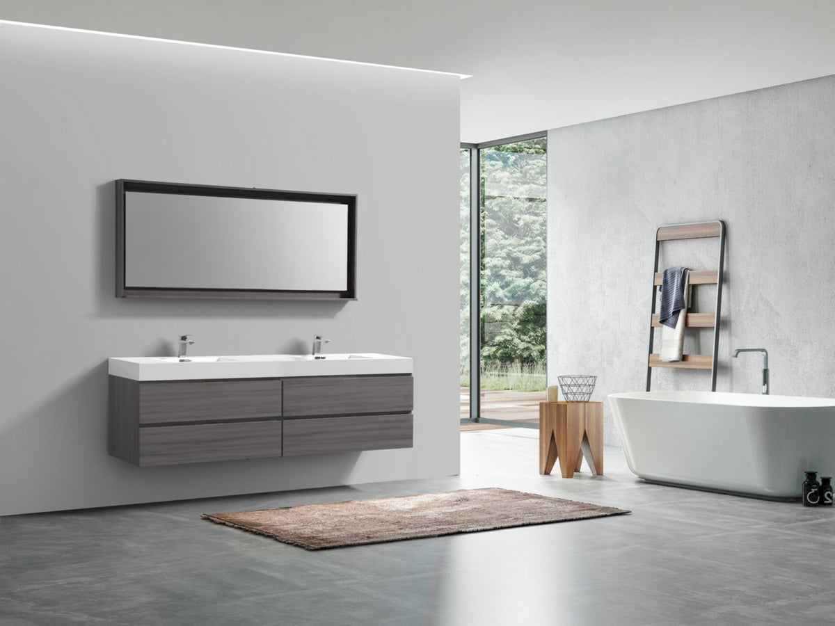 Kube Bath Bliss 80" Double Sink Wall Mount Modern Bathroom Vanity - Vulcan Ash Grey (BSL80D-VAG) view 5