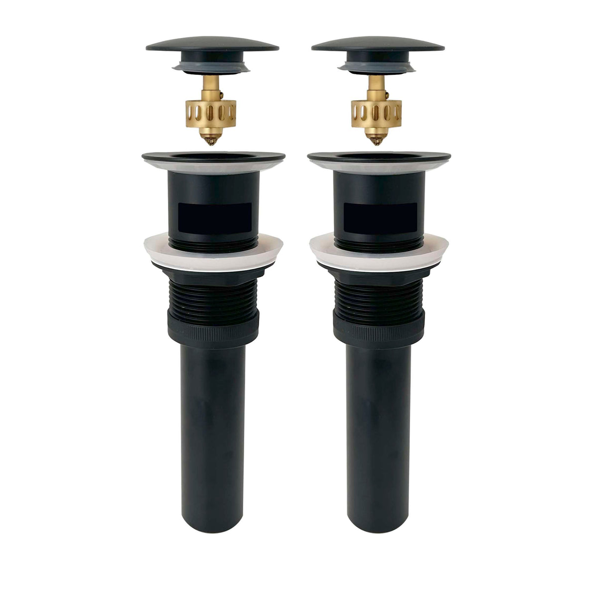 Stylish Pop-Up Bathroom Sink Drains Set with Overflow Matte Black D-701N2