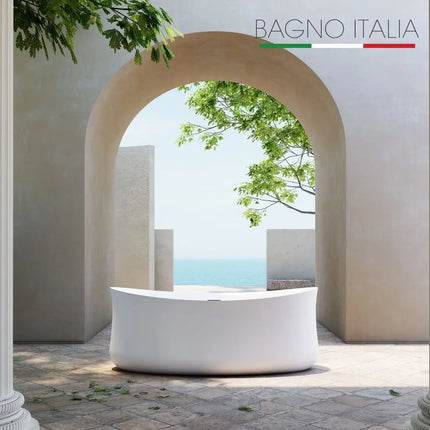 Bagno Italia Ark 71 Inch One Piece Free Standing Bathtub White - Plumbing Market