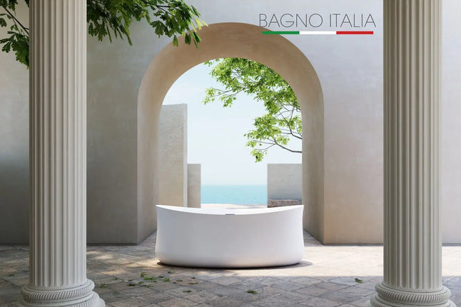 Bagno Italia Ark 71 Inch One Piece Free Standing Bathtub White - Plumbing Market