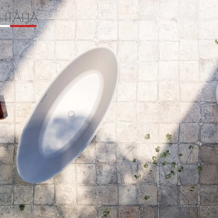 Bagno Italia Ark 71 Inch One Piece Free Standing Bathtub White - Plumbing Market