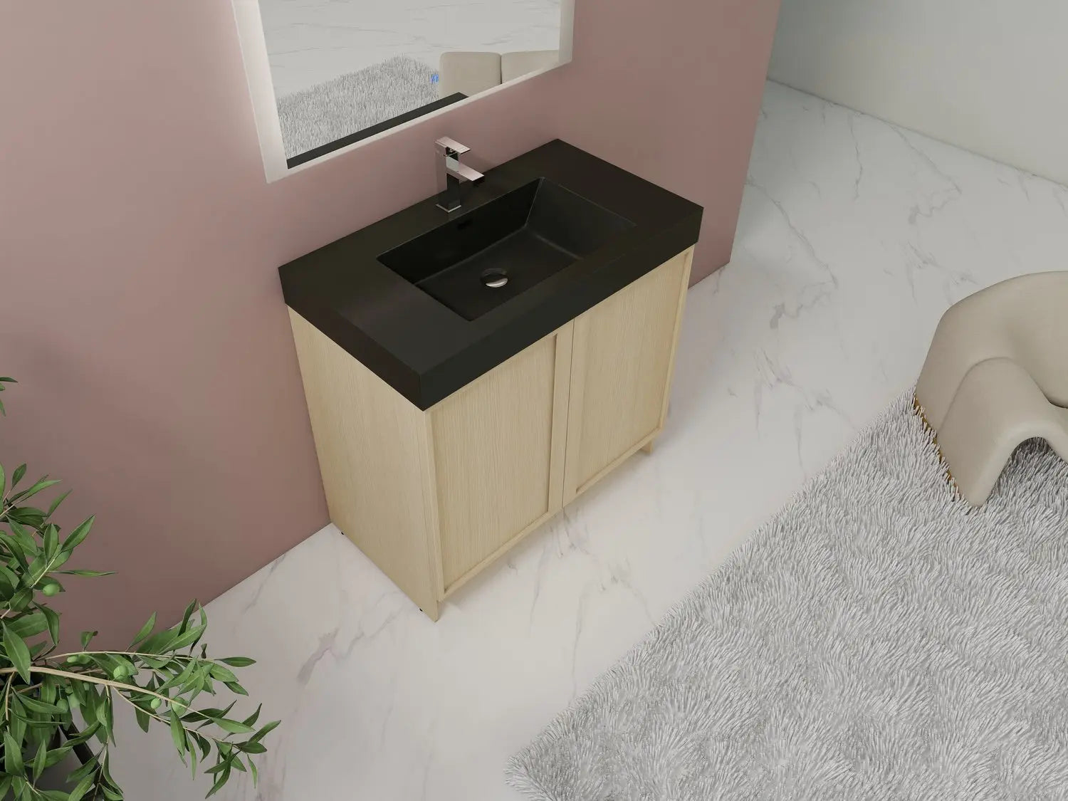Bagno Italia Atlanta Free Standing Bathroom Vanity With Black Countertop - Plumbing Market
