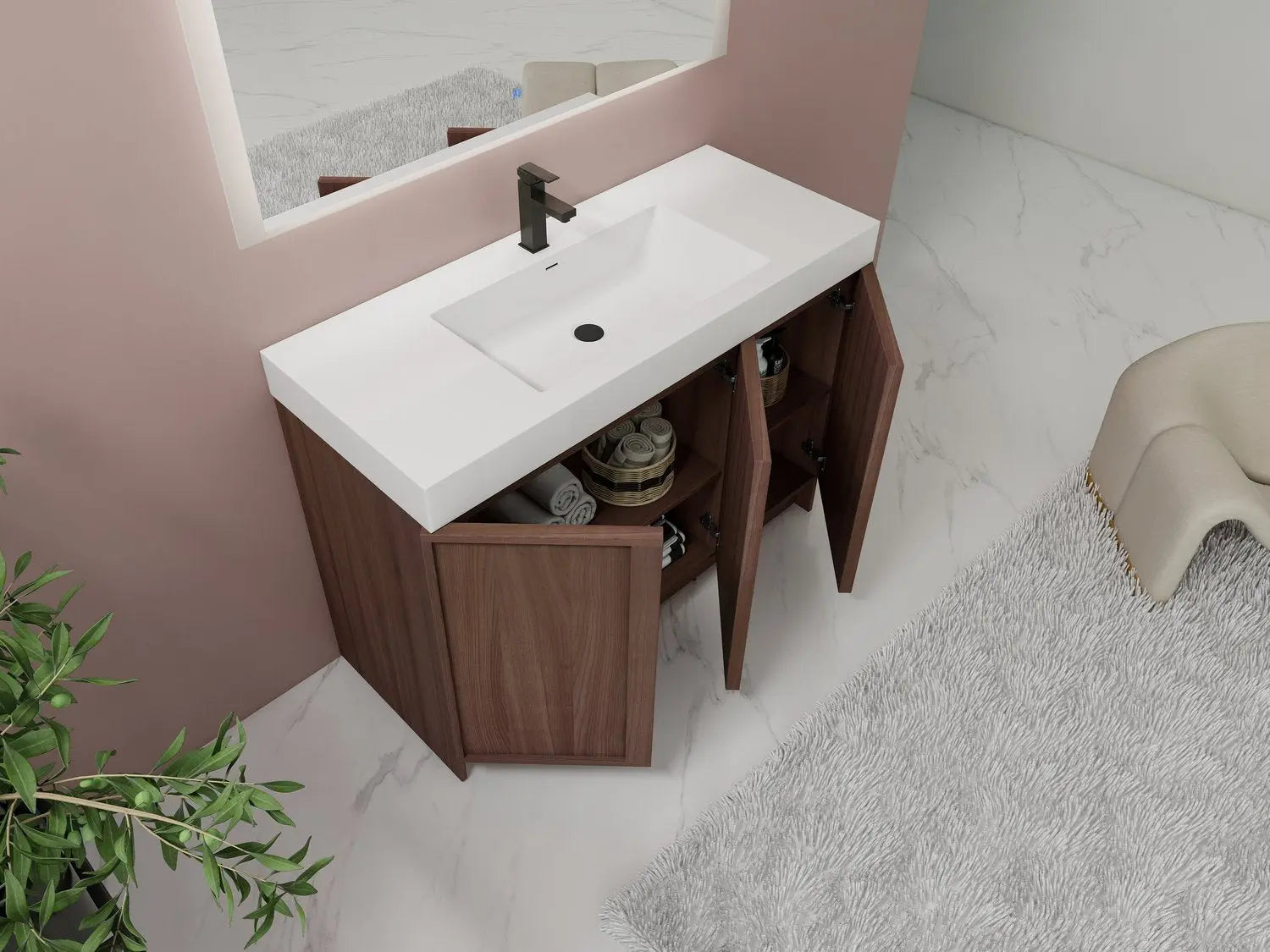Bagno Italia Atlanta Free Standing Bathroom Vanity With Black Countertop - Plumbing Market