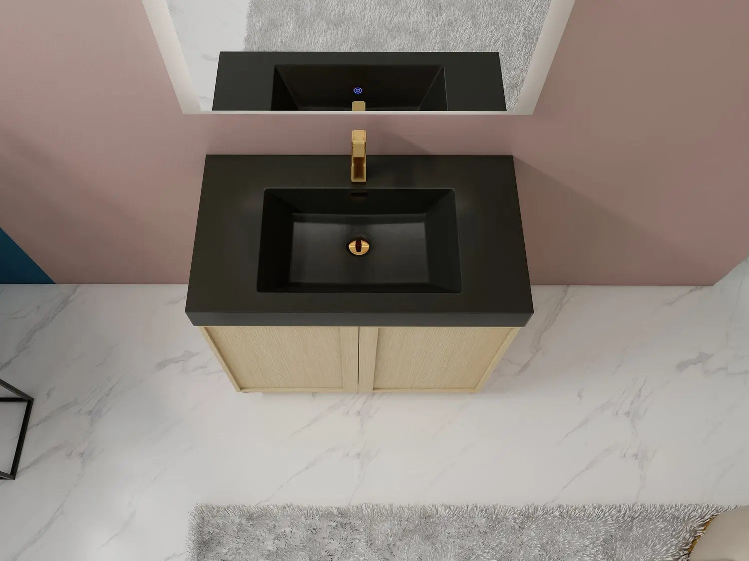 Bagno Italia Atlanta Free Standing Bathroom Vanity With Black Countertop - Plumbing Market
