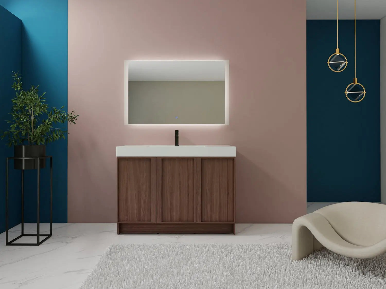 Bagno Italia Atlanta Free Standing Bathroom Vanity With White Countertop - Plumbing Market