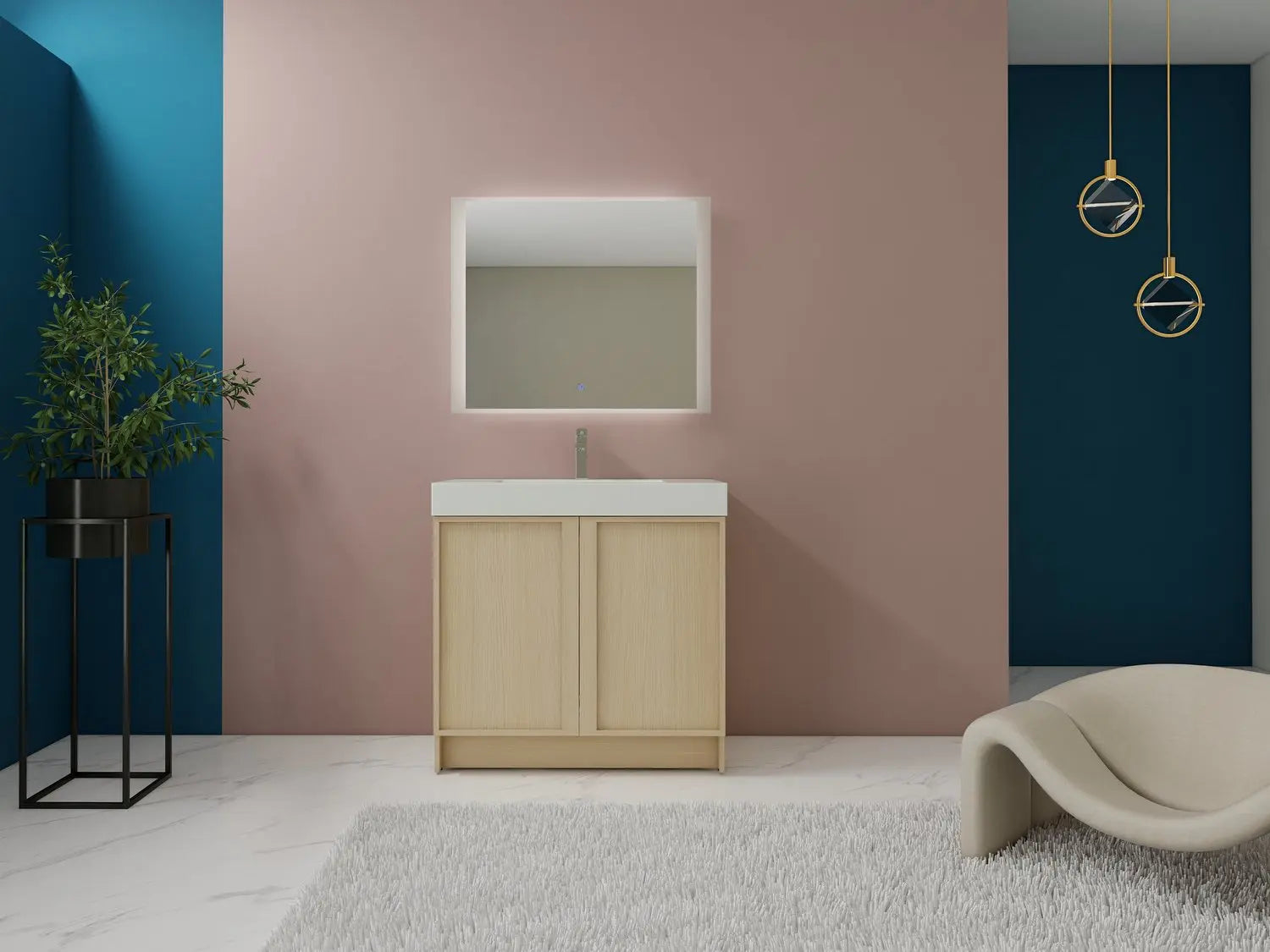 Bagno Italia Atlanta Free Standing Bathroom Vanity With White Countertop - Plumbing Market
