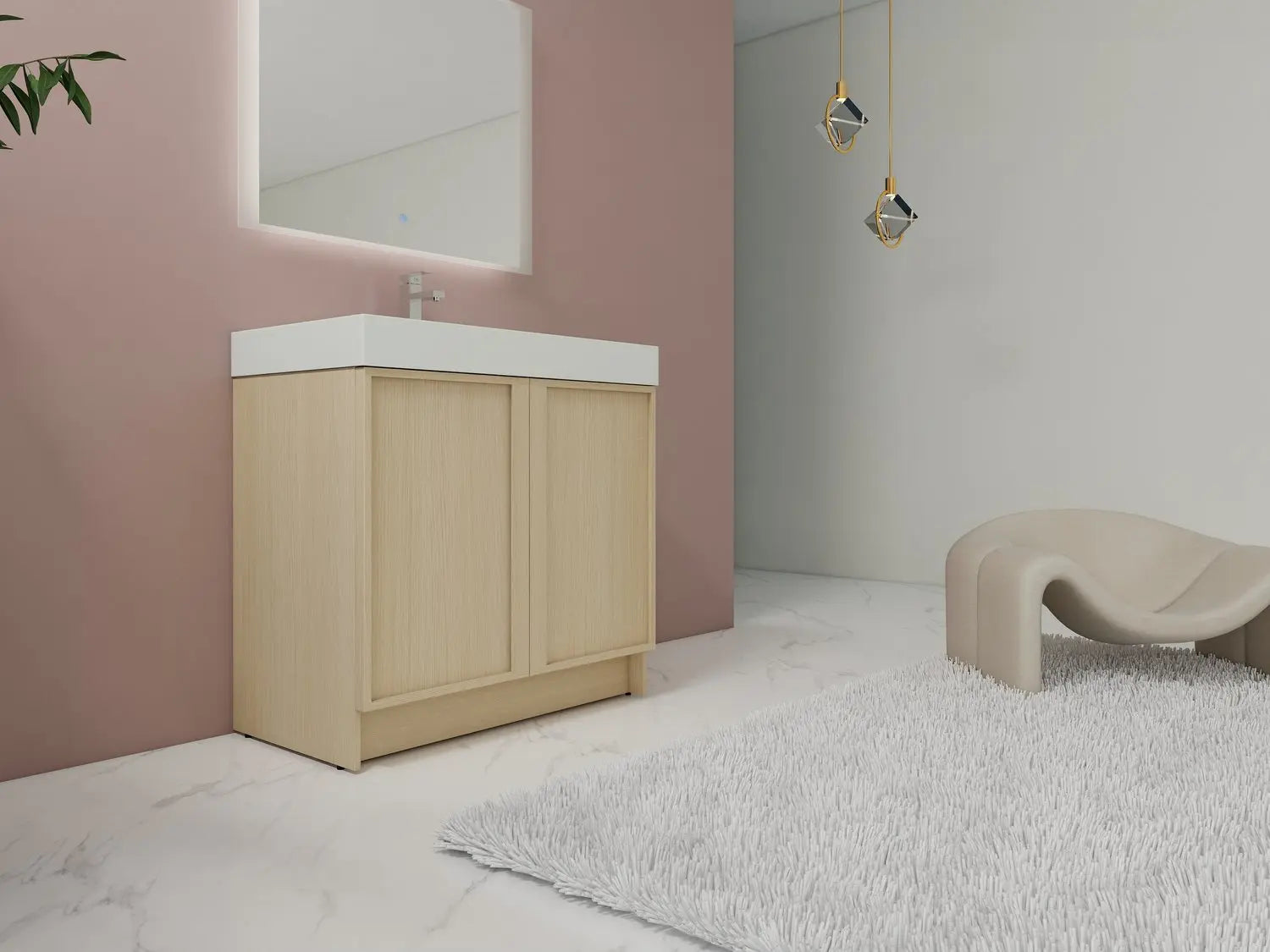 Bagno Italia Atlanta Free Standing Bathroom Vanity With White Countertop - Plumbing Market