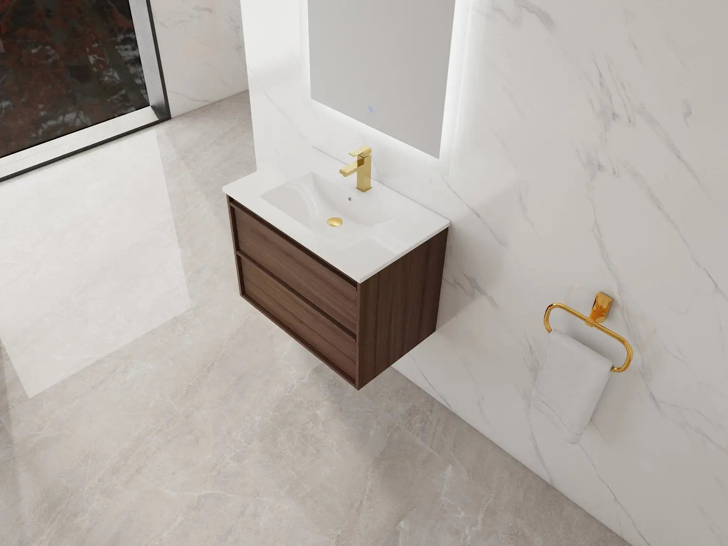 Bagno Italia Boston Wall Mount Bathroom Vanity Porcelain Countertop - Plumbing Market