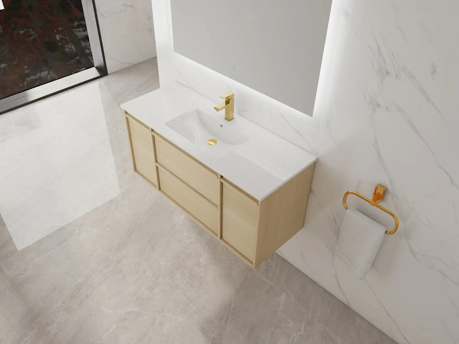 Bagno Italia Boston Wall Mount Bathroom Vanity Porcelain Countertop - Plumbing Market