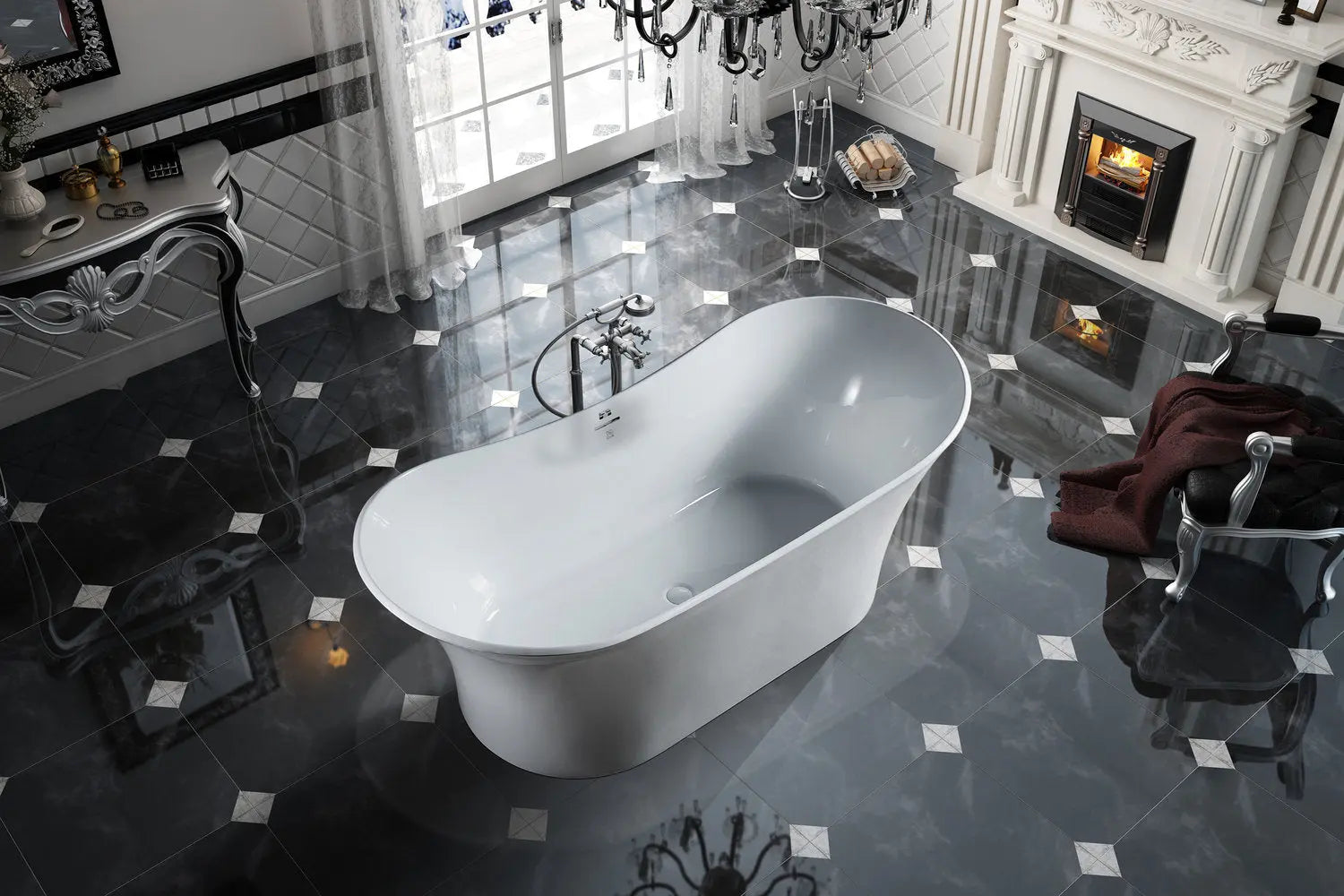 Bagno Italia Hudson 71 Inch One Piece Free Standing Bathtub in White - Plumbing Market
