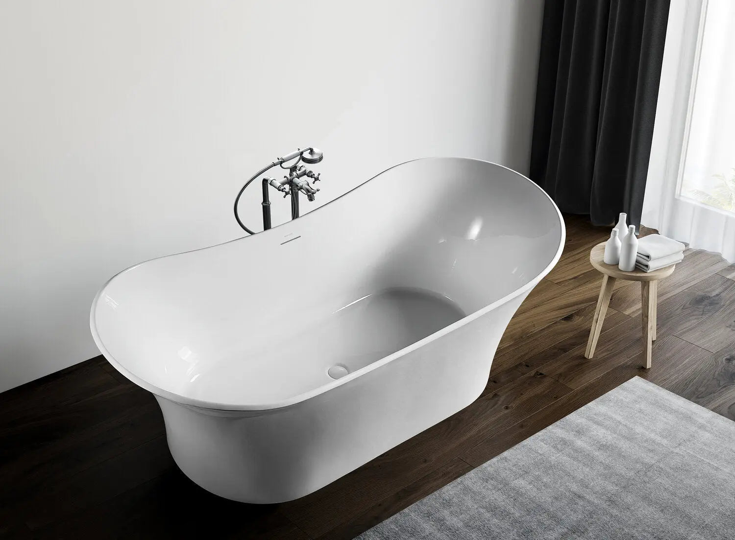 Bagno Italia Hudson 71 Inch One Piece Free Standing Bathtub in White - Plumbing Market