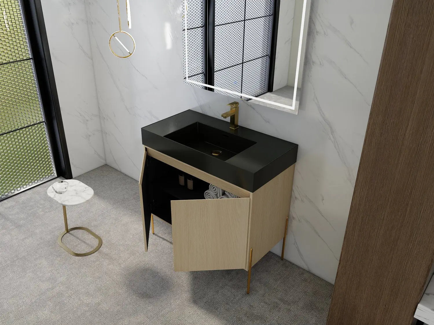 Bagno Italia Miami Free Standing Bathroom Vanity Collection Black Countertop - Plumbing Market