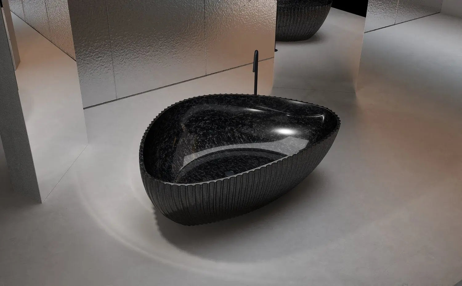 Bagno Italia Moderno 72 Inch Solid Surface Carbon Fiber Free Standing Bathtub - Plumbing Market
