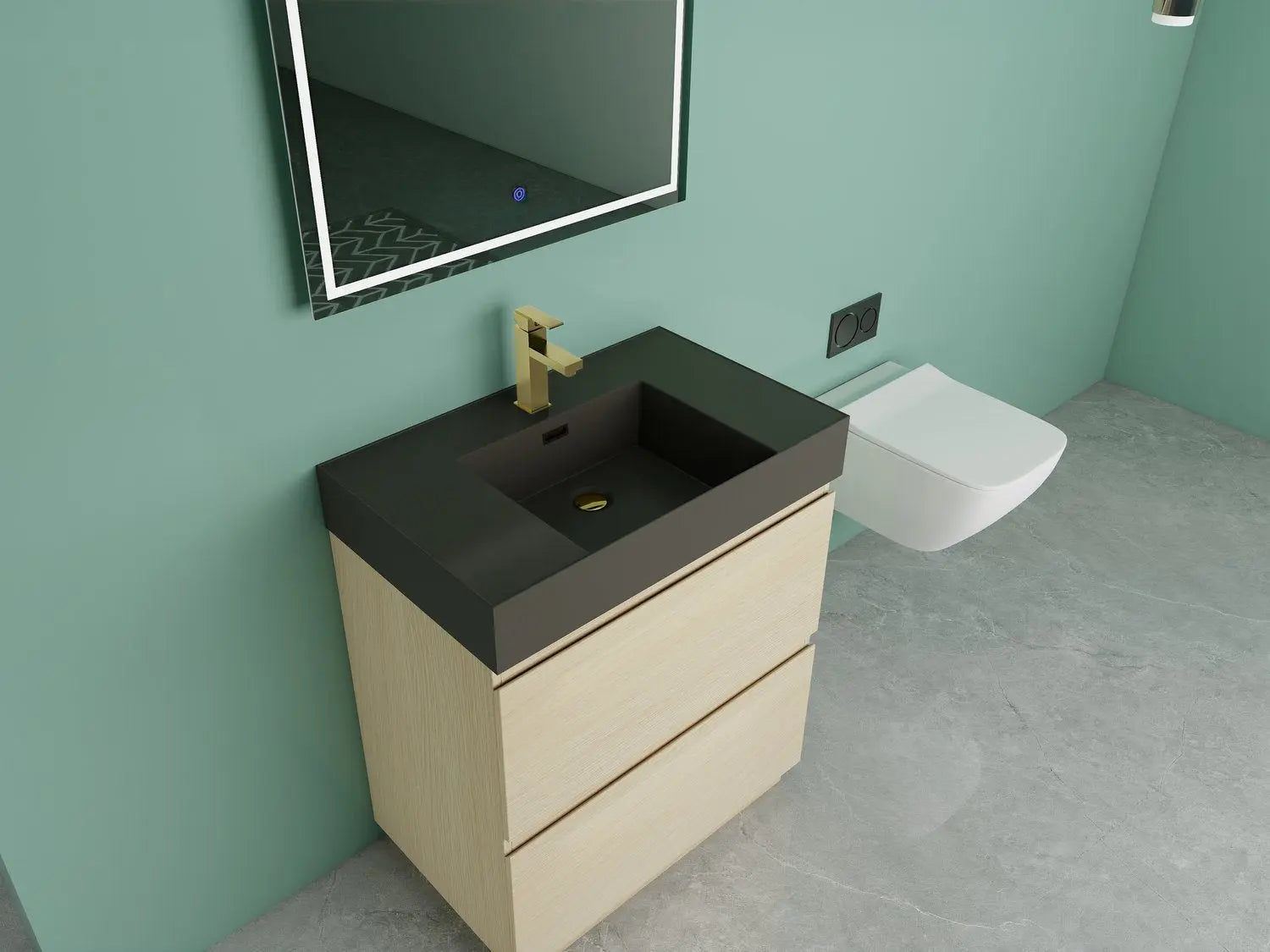 Bagno Italia Orlando Free Standing Bathroom Vanity Black Counter Top - Plumbing Market