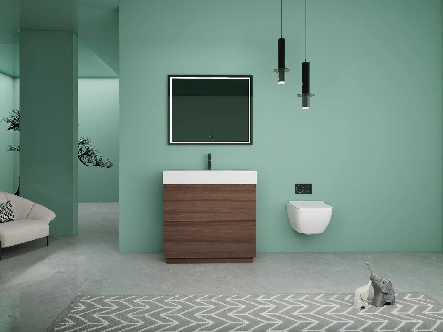 Bagno Italia Orlando Free Standing Bathroom Vanity Black Counter Top - Plumbing Market
