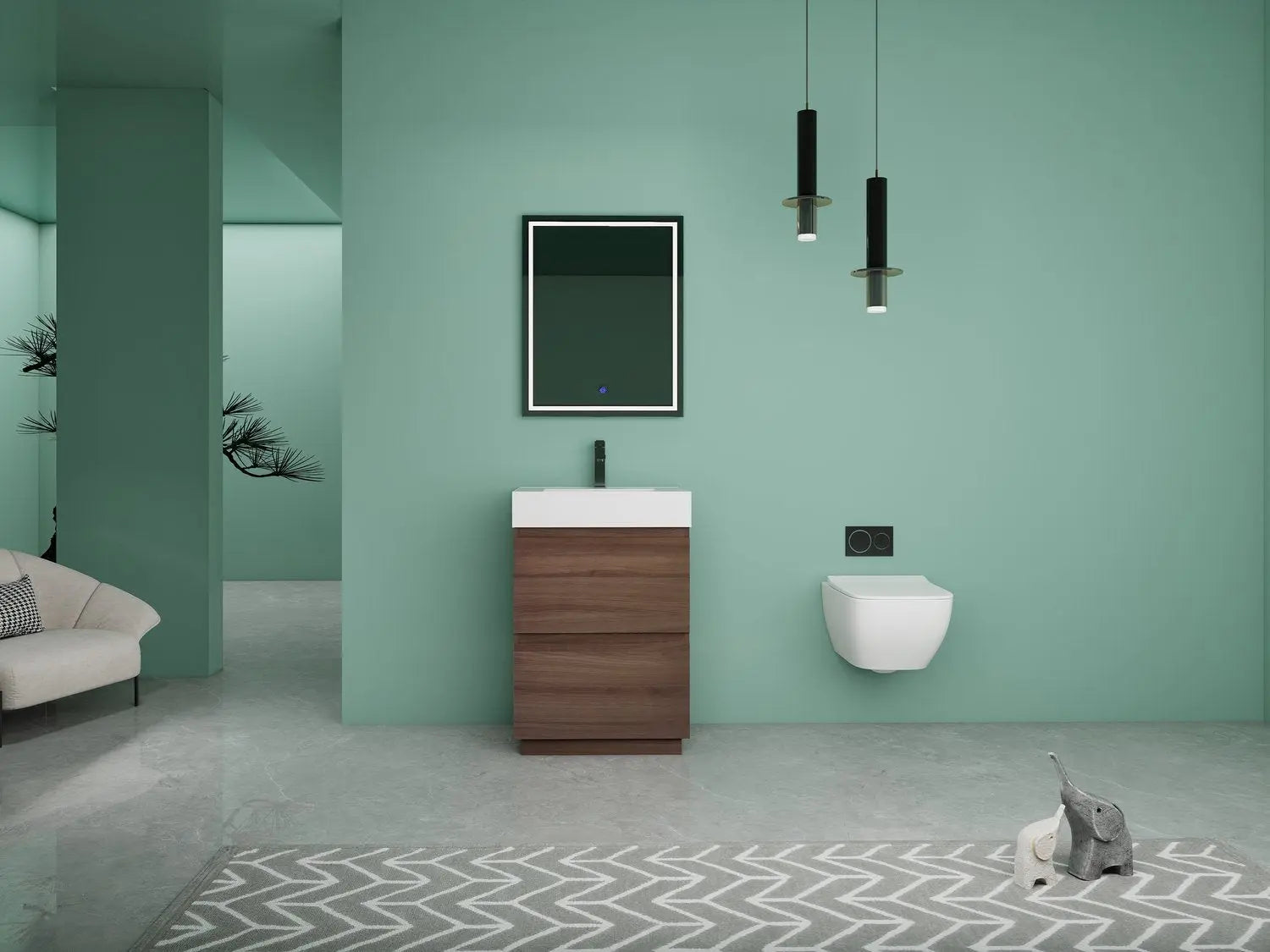 Bagno Italia Orlando Free Standing Bathroom Vanity Black Counter Top - Plumbing Market