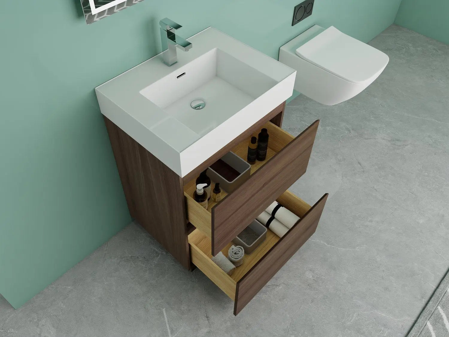 Bagno Italia Orlando Free Standing Bathroom Vanity Black Counter Top - Plumbing Market