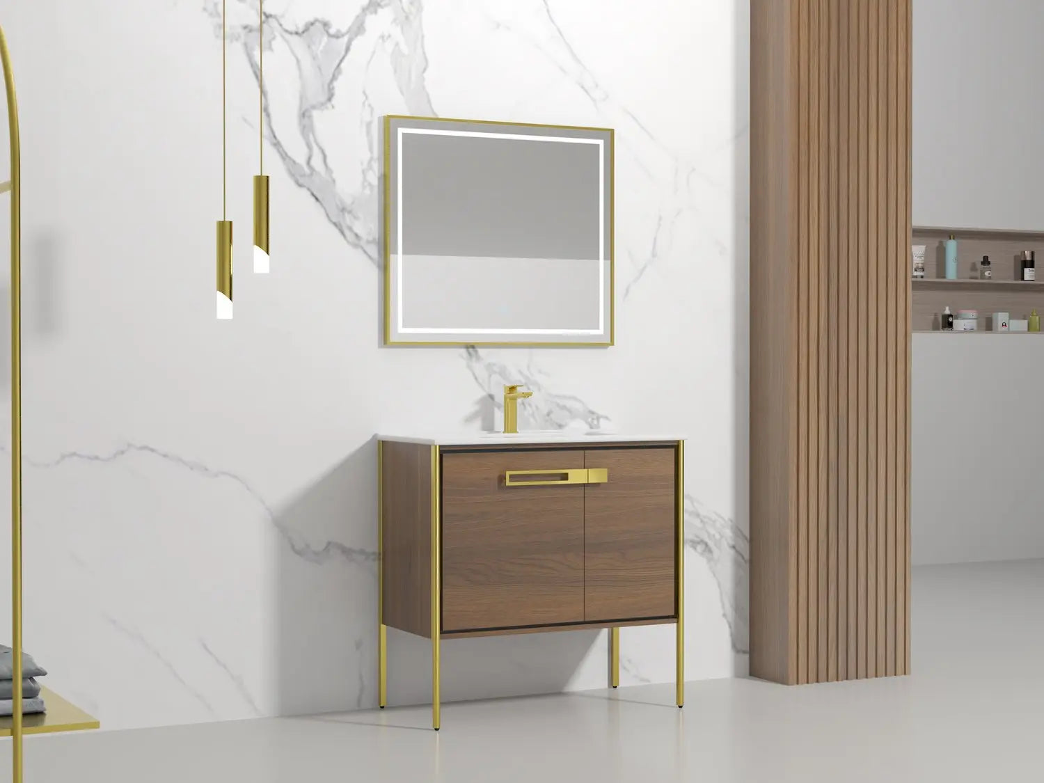 Bagno Italia Petra Free Standing Bathroom Vanity European Walnut - Plumbing Market