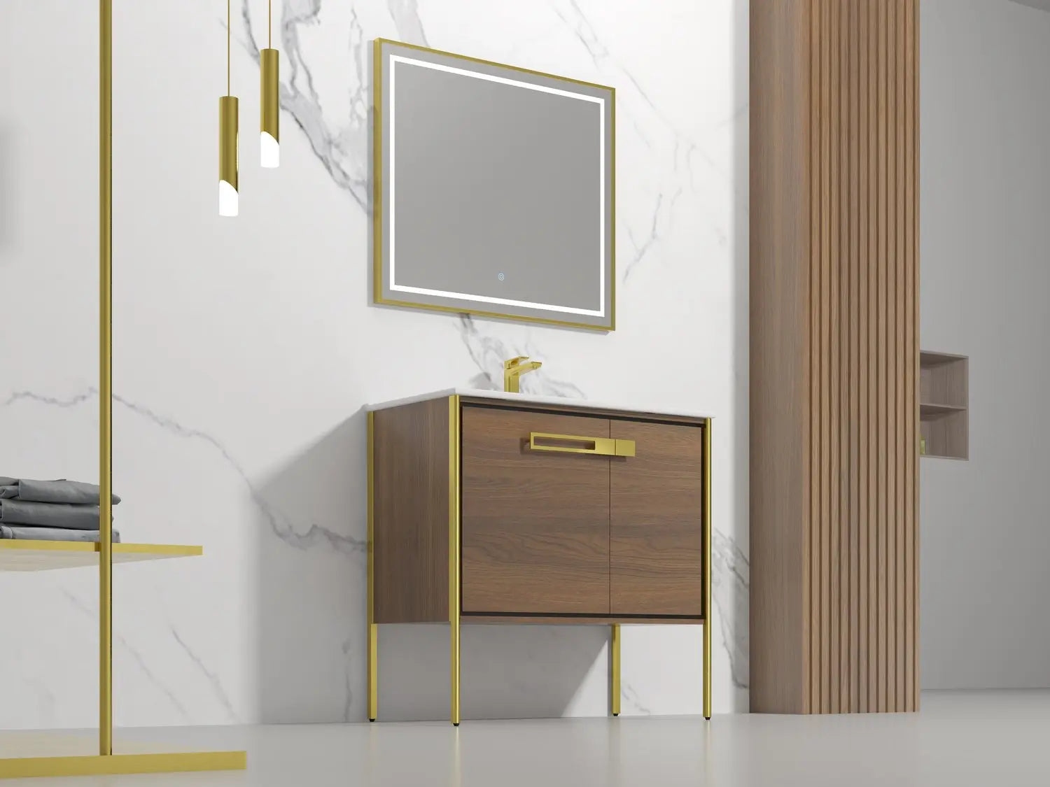 Bagno Italia Petra Free Standing Bathroom Vanity European Walnut - Plumbing Market