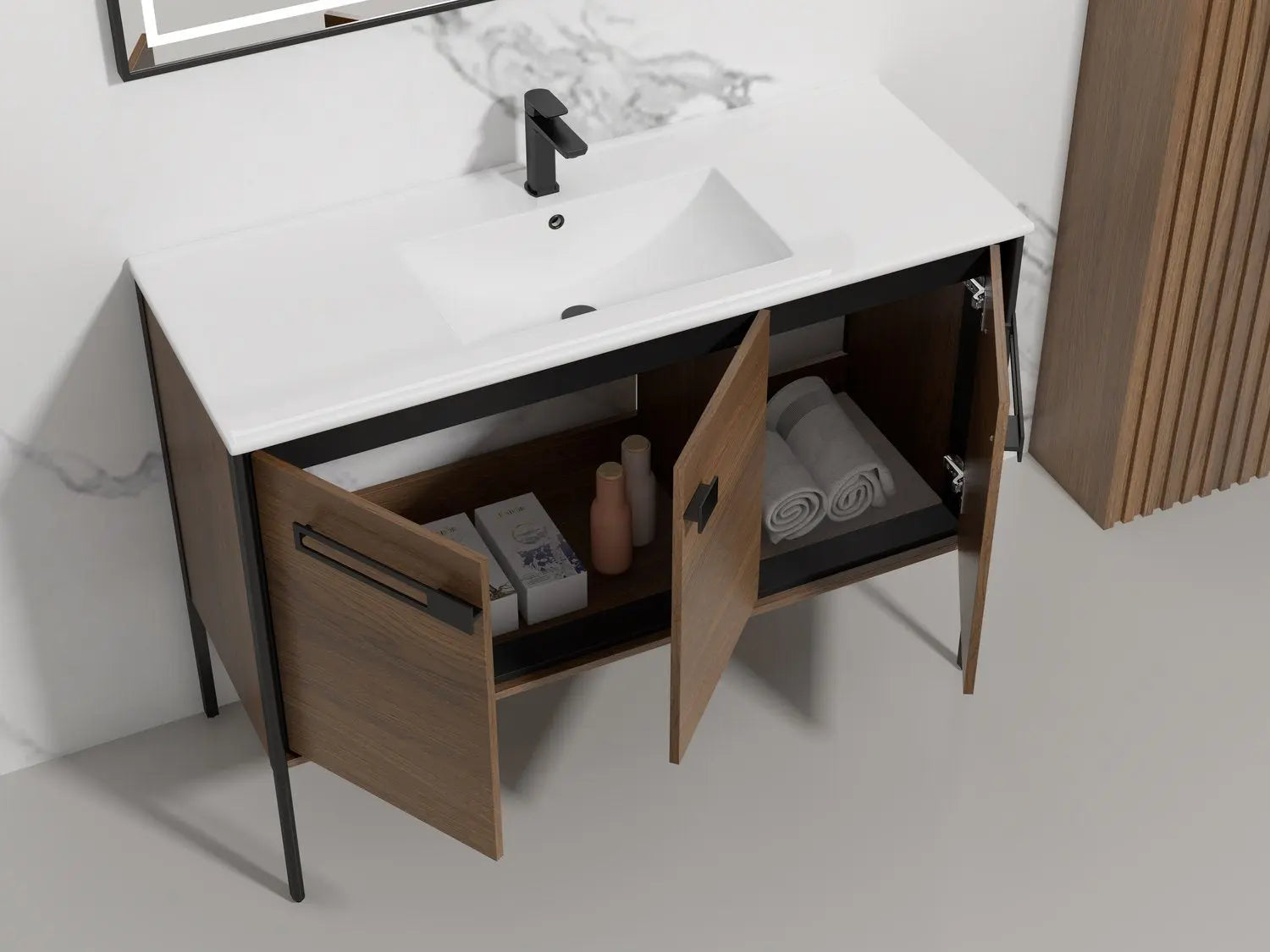 Bagno Italia Petra Free Standing Bathroom Vanity European Walnut - Plumbing Market