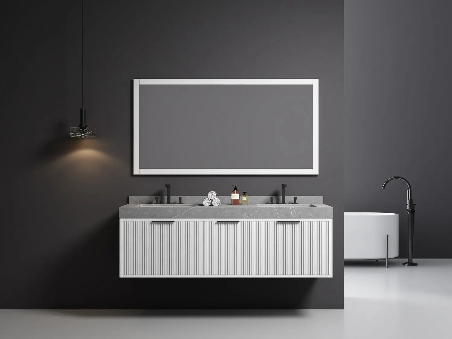 Bagno Italia Versace Wall Mount Bathroom Vanity With Grey Porcelain Top - Plumbing Market