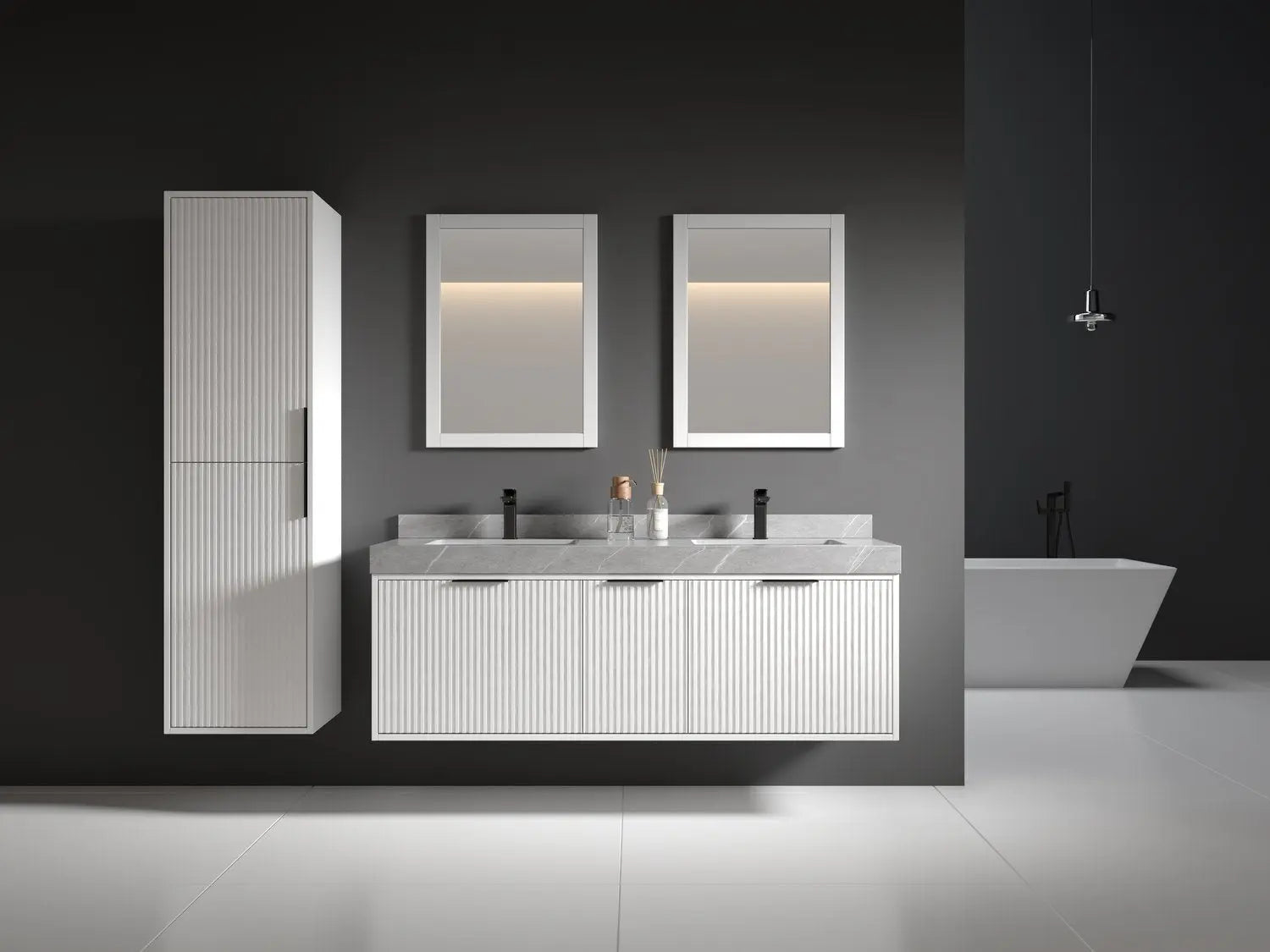 Bagno Italia Versace Wall Mount Bathroom Vanity With Grey Porcelain Top - Plumbing Market