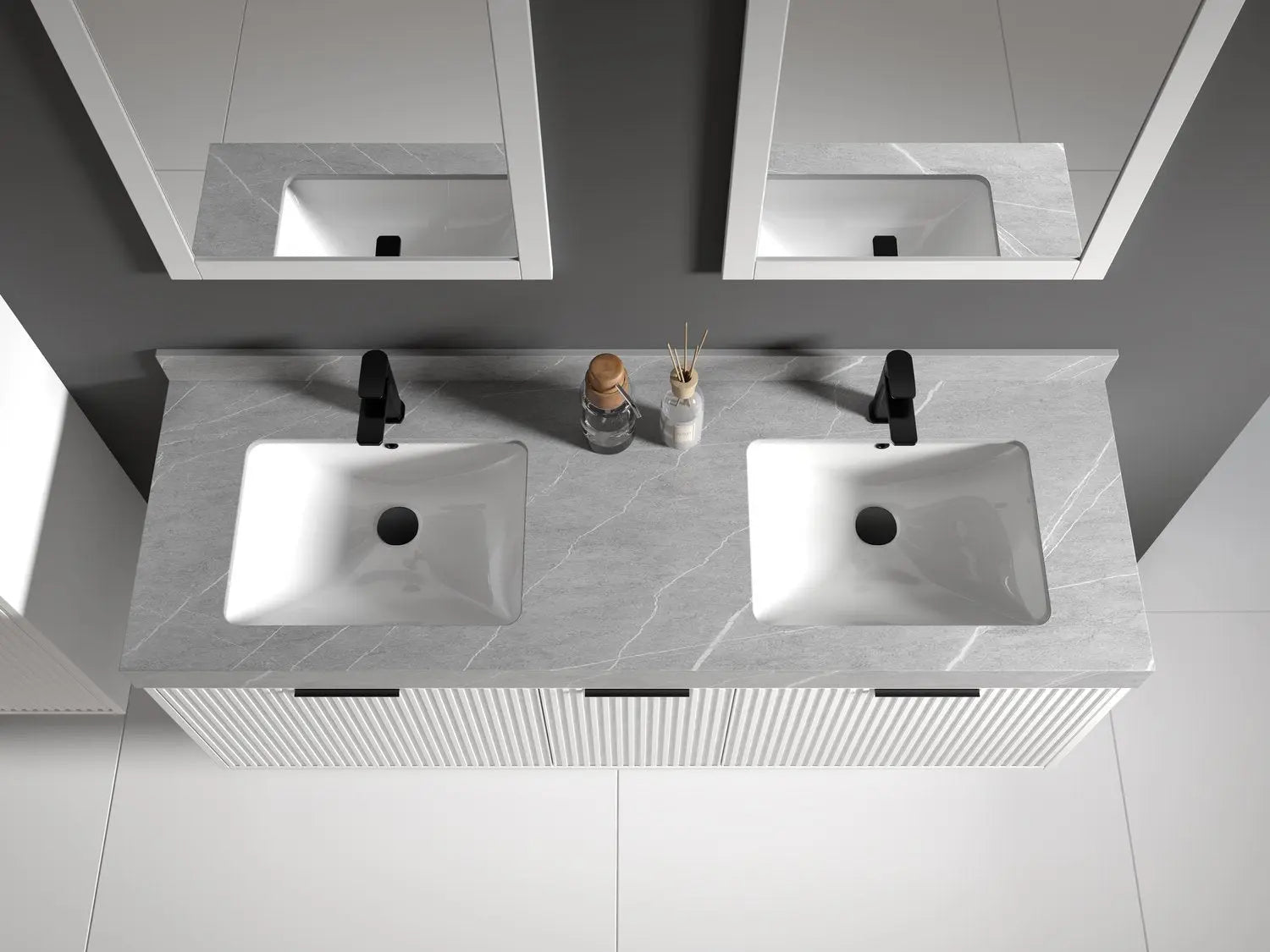 Bagno Italia Versace Wall Mount Bathroom Vanity With Grey Porcelain Top - Plumbing Market