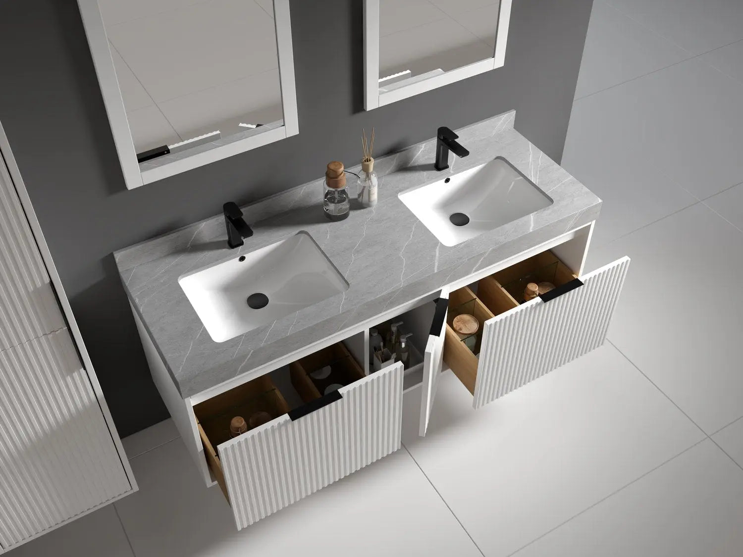 Bagno Italia Versace Wall Mount Bathroom Vanity With Grey Porcelain Top - Plumbing Market