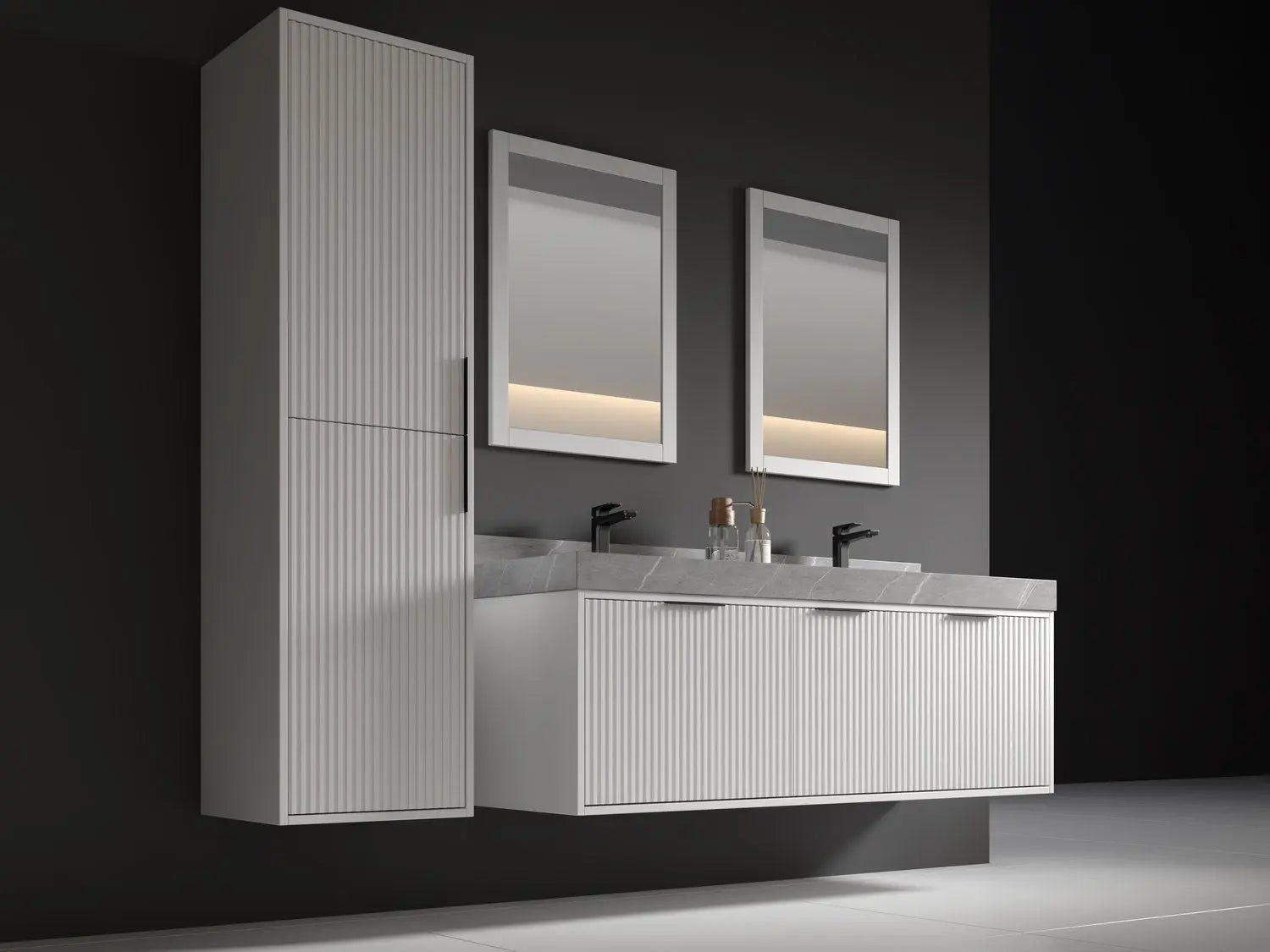 Bagno Italia Versace Wall Mount Bathroom Vanity With Grey Porcelain Top - Plumbing Market