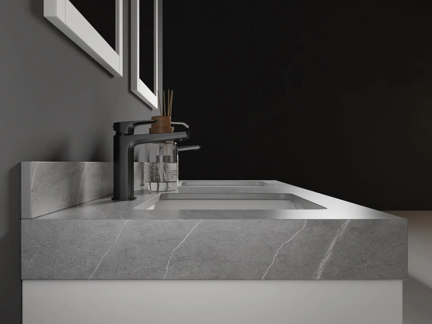 Bagno Italia Versace Wall Mount Bathroom Vanity With Grey Porcelain Top - Plumbing Market