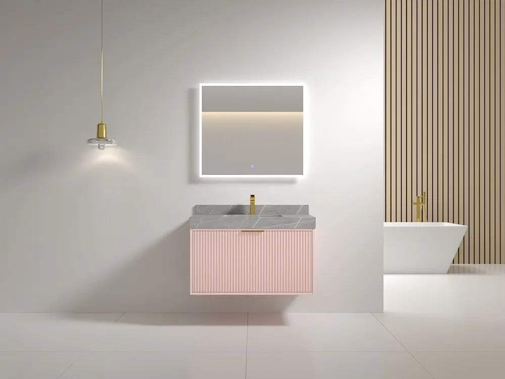 Bagno Italia Versace Wall Mount Bathroom Vanity With Grey Porcelain Top - Plumbing Market