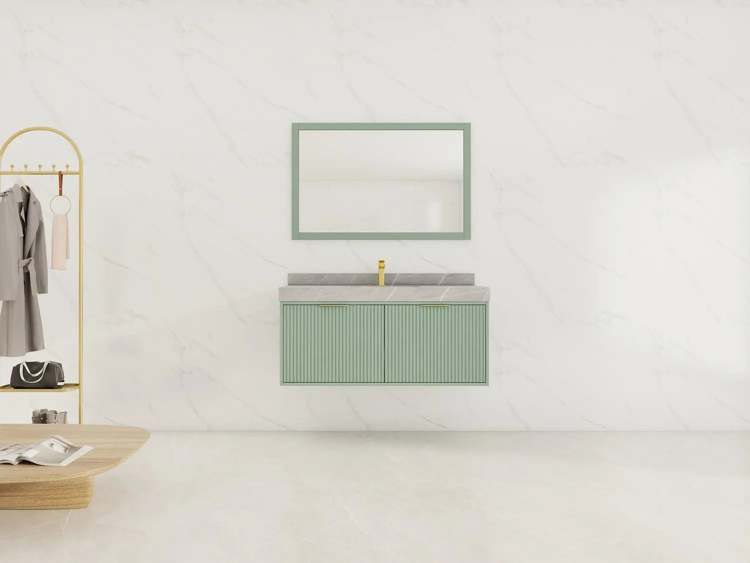 Bagno Italia Versace Wall Mount Bathroom Vanity With Grey Porcelain Top - Plumbing Market