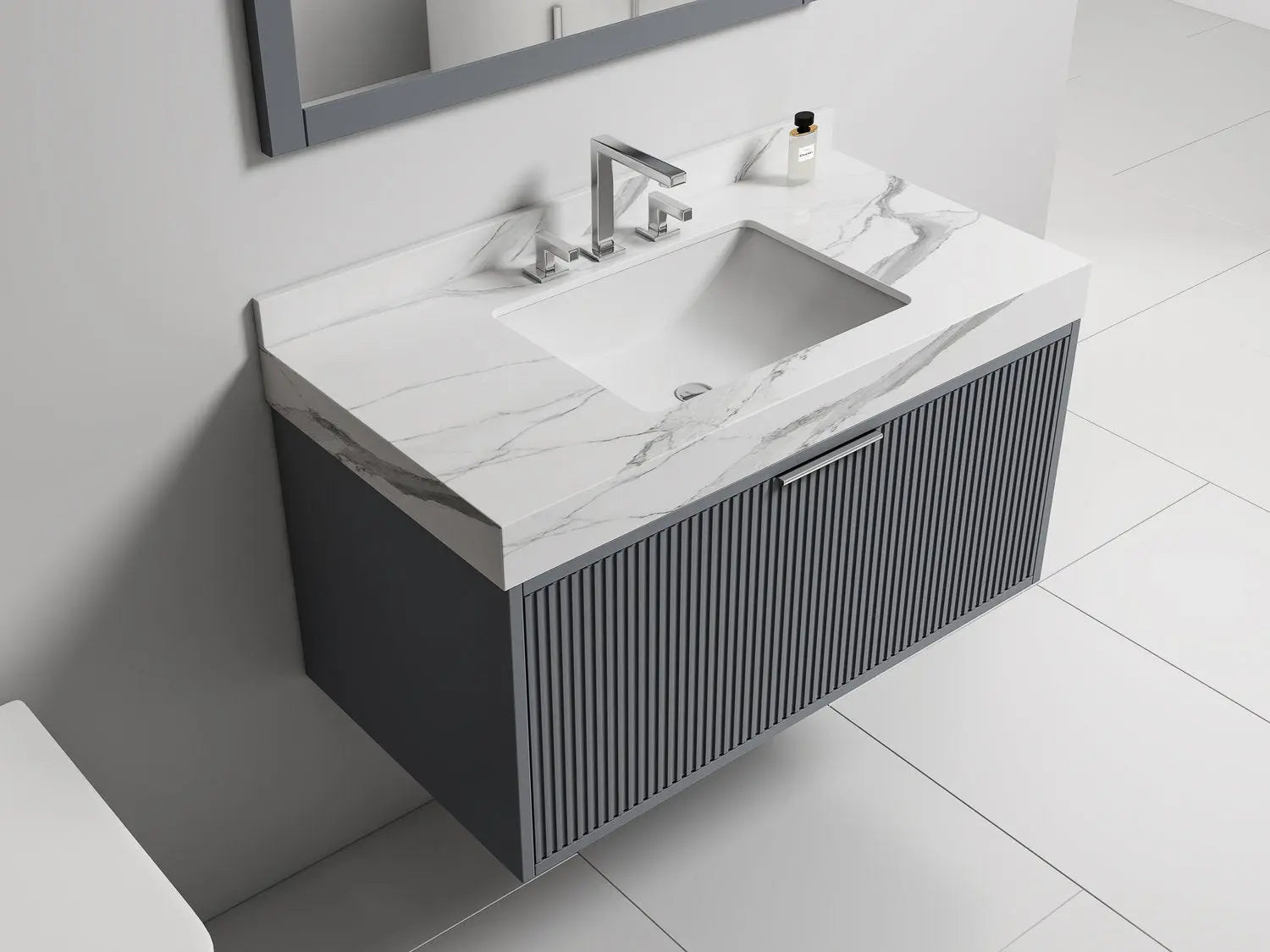 Bagno Italia Versace Wall Mount Bathroom Vanity With Grey Porcelain Top - Plumbing Market
