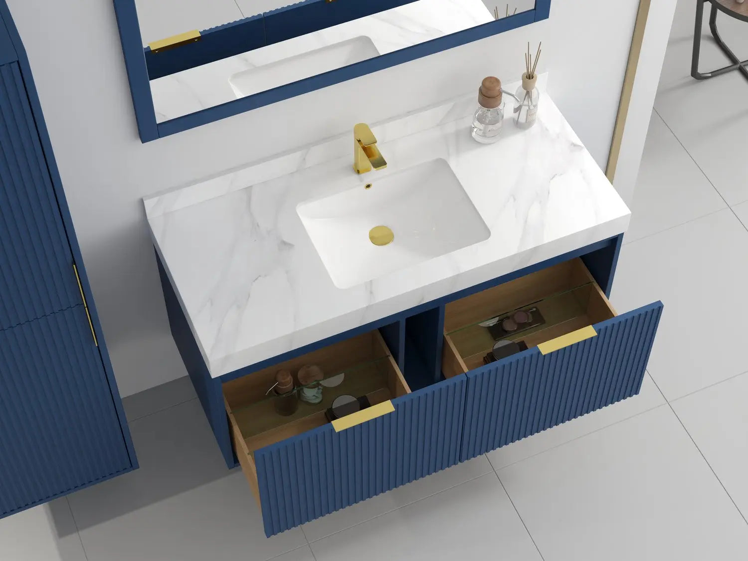 Bagno Italia Versace Wall Mount Bathroom Vanity With White Porcelain Top - Plumbing Market
