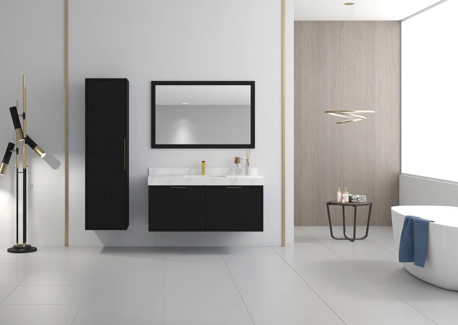 Bagno Italia Versace Wall Mount Bathroom Vanity With White Porcelain Top - Plumbing Market