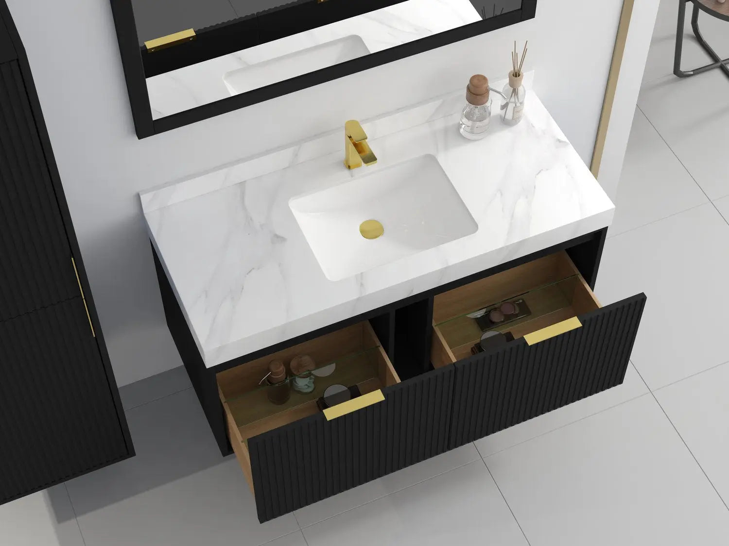 Bagno Italia Versace Wall Mount Bathroom Vanity With White Porcelain Top - Plumbing Market