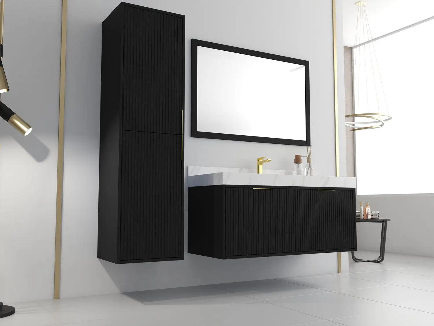 Bagno Italia Versace Wall Mount Bathroom Vanity With White Porcelain Top - Plumbing Market