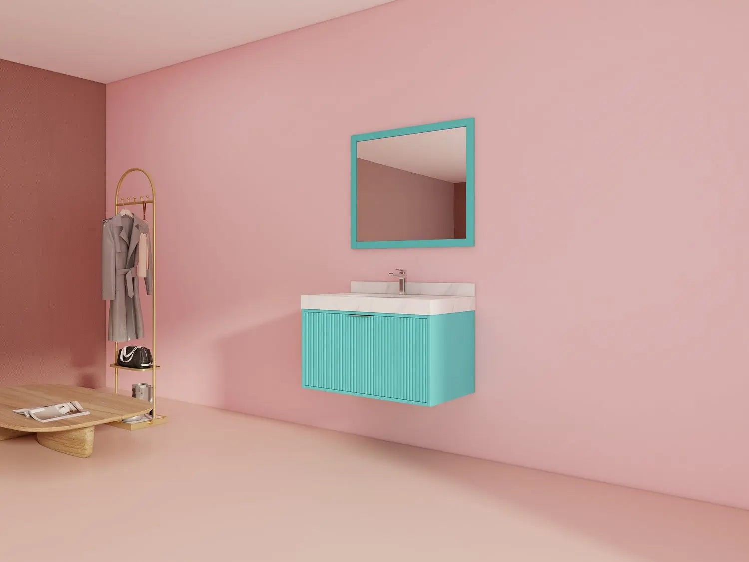 Bagno Italia Versace Wall Mount Bathroom Vanity With White Porcelain Top - Plumbing Market