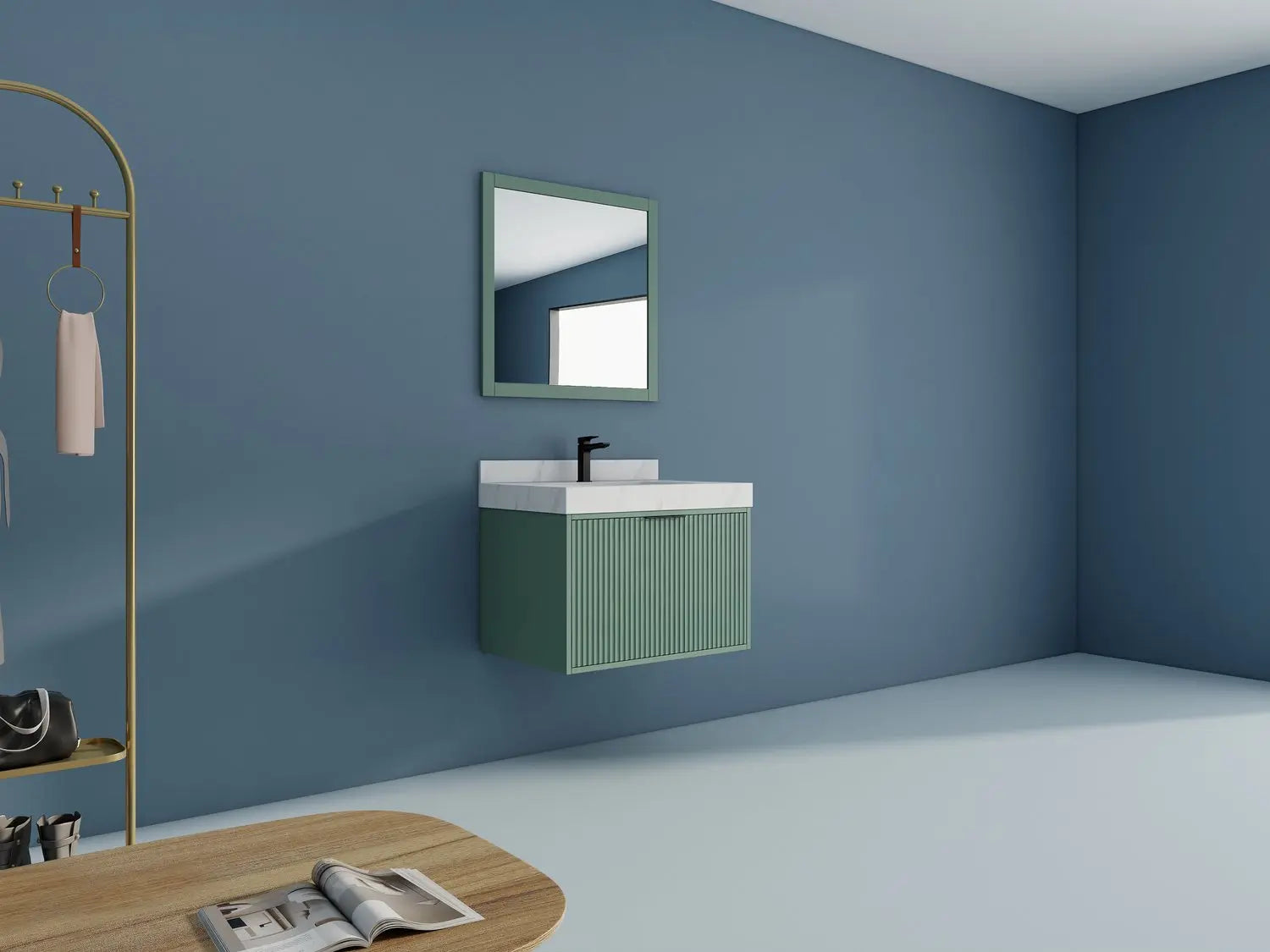 Bagno Italia Versace Wall Mount Bathroom Vanity With White Porcelain Top - Plumbing Market