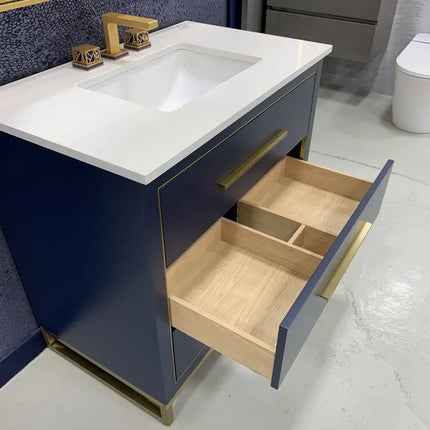 Bagno Italia Windsor Free Standing Bathroom Vanity Quartz Countertop - Plumbing Market