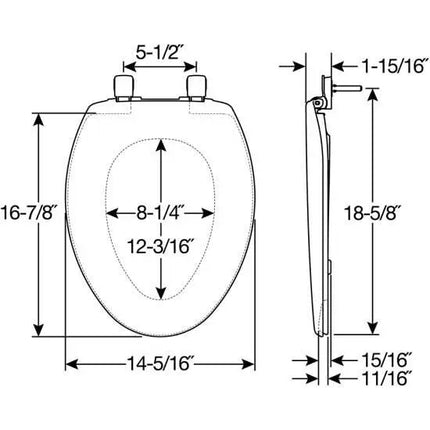 Bemis Elongated Plastic Toilet Seat White - Plumbing Market