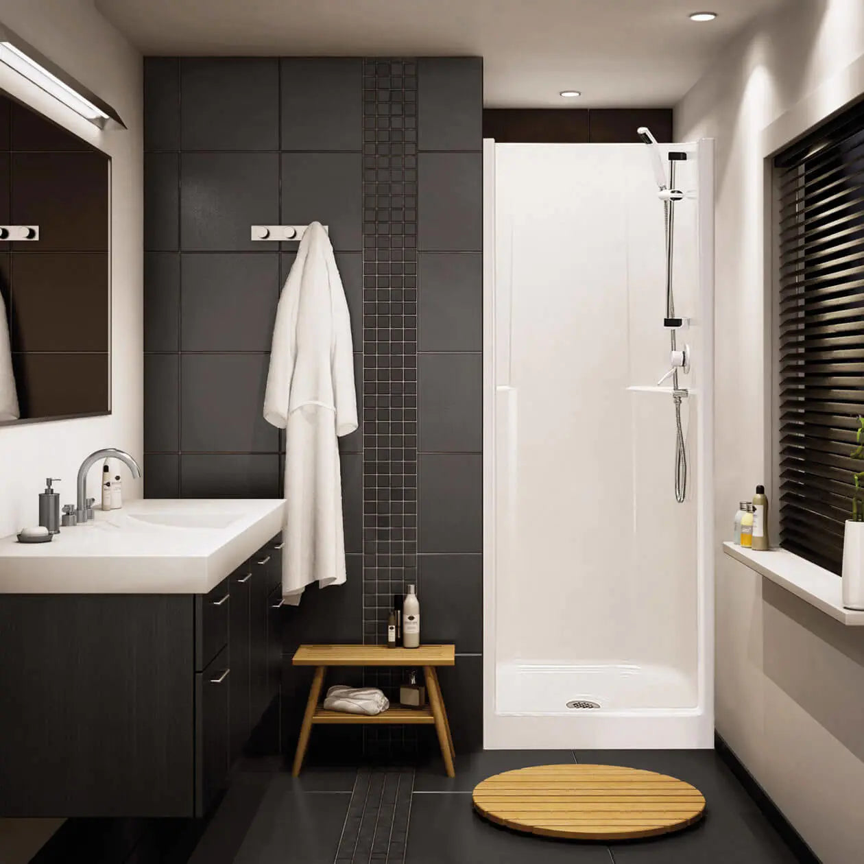 Biarritz 40 30 x 32 AcrylX Alcove Center Drain One-Piece Shower in White - Plumbing Market