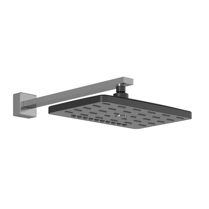 Kalia GRAFIK PREMIA200mm x 320mm (7 ⅞'' x 12 ½'') Rectangular 3 Functions Rainhead and 406mm (16'') 90 Degrees Wallarm Chrome/Black BF1397-150 - Plumbing Market