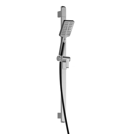 Kalia GRAFIK PREMIA 2-Jet Square Handshower, Wallbar and 60'' Flexible and Soft PVC Hose Assembly Chrome/Black BF1407-150 - Plumbing Market