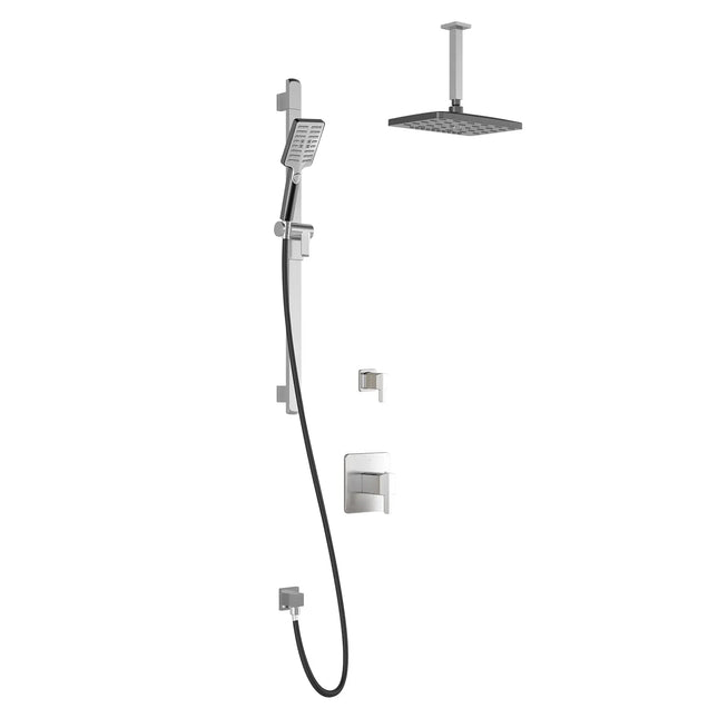 Kalia GRAFIKTD2 PREMIA (Valves Not Included) : AQUATONIK T/P Shower System Vertical Ceiling Arm Chrome/Black BF1499-150-201 - Plumbing Market