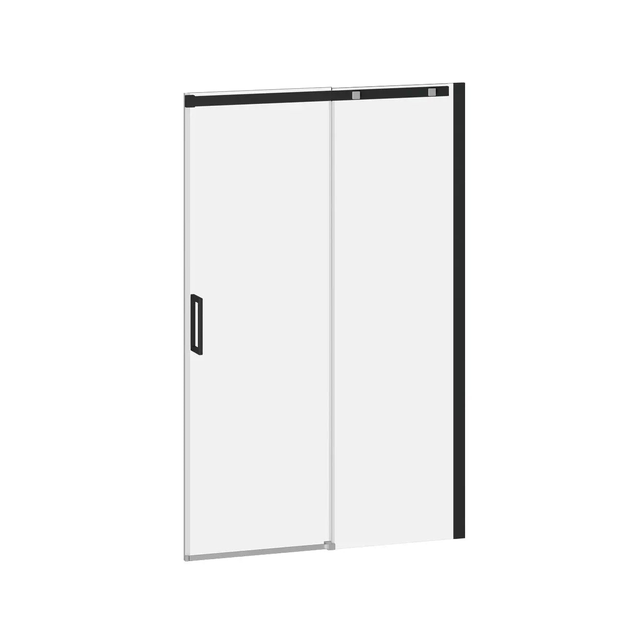 Kalia VIVIO  Alcove Sliding Shower Door 2 Panels 48''x75'' Chrome/Black Clear Duraclean Glass DR1477-150-003 - Plumbing Market