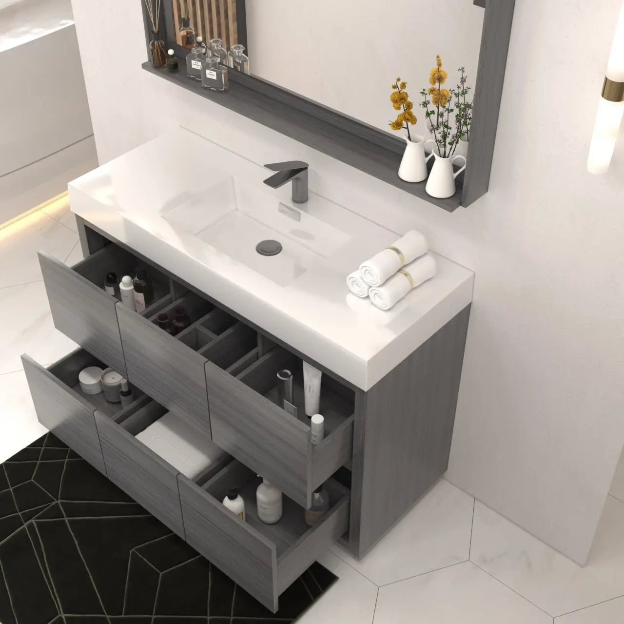 Bliss 48" Vulcan Ash Grey Free Standing Modern Bathroom Vanity Bliss 48″ Vulcan Ash Grey Free Standing Modern Bathroom Vanity - Plumbing Market