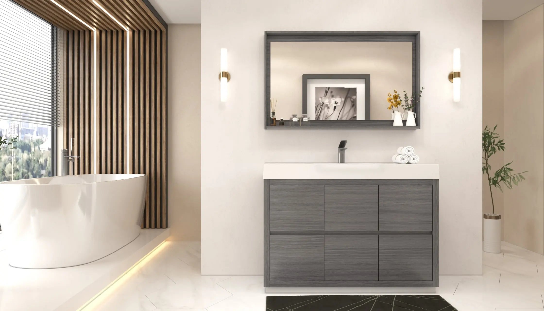 Bliss 48" Vulcan Ash Grey Free Standing Modern Bathroom Vanity Bliss 48″ Vulcan Ash Grey Free Standing Modern Bathroom Vanity - Plumbing Market