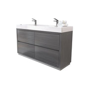 Bliss 60″ Double Sink Vulcan Ash Grey Free Standing Modern Bathroom Vanity - Plumbing Market